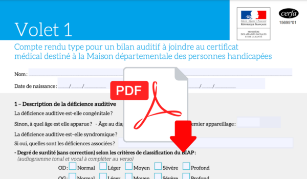 compte rendu MDPH bilan auditif