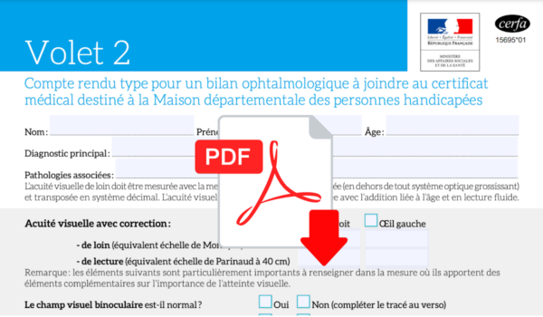 compte rendu MDPH bilan ophtalmologique