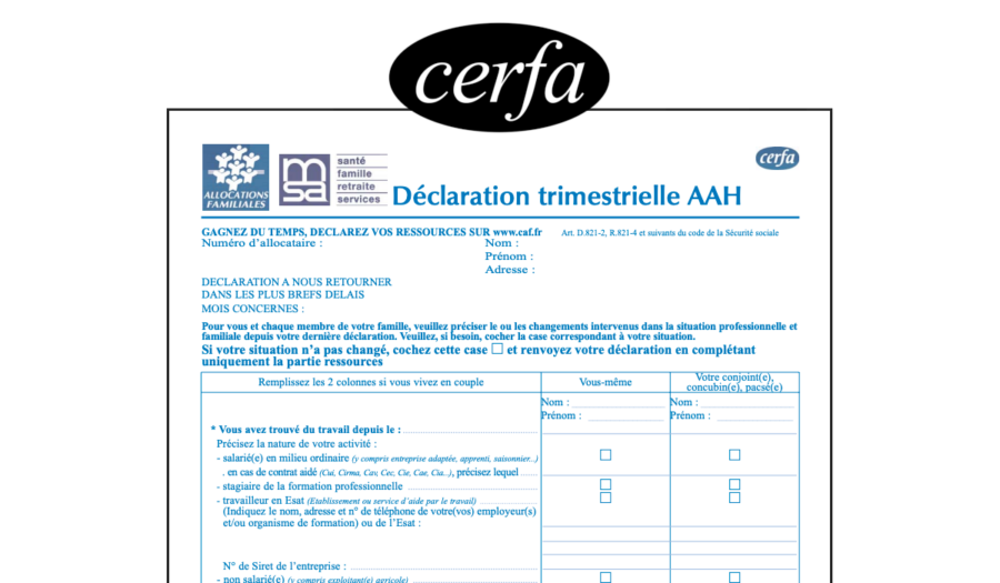 déclaration trimestrielle caf formulaire